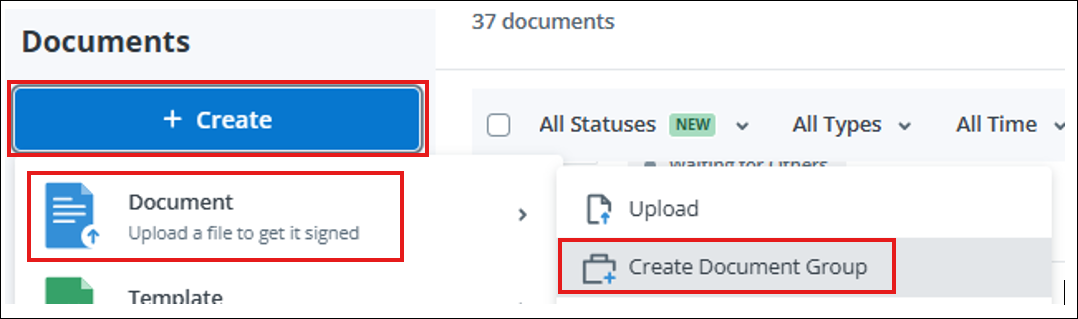 Create a Document Group screenshot